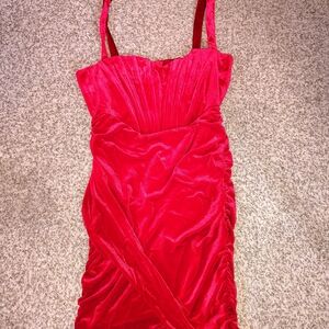 Elegant Red Velvet Dress